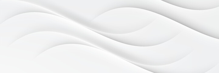 3D white geometric abstract background overlap layer on bright space with waves decoration. Minimalist modern graphic design element cutout style concept for banner, flyer, card, or brochure cover