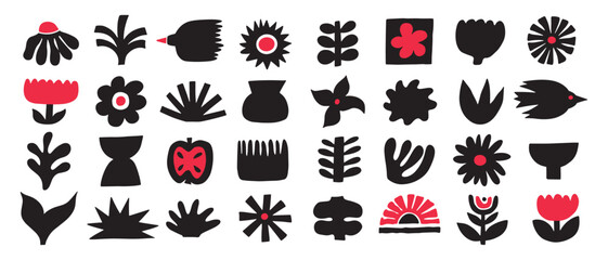 Naive organic shapes hand drawn collection. Funny basic doodle elements.Trendy shape silhouette, minimalist abstract form, vector set.