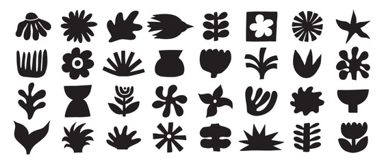 Naive organic shapes hand drawn collection. Funny basic doodle elements.Trendy shape silhouette, minimalist abstract form, vector set.
