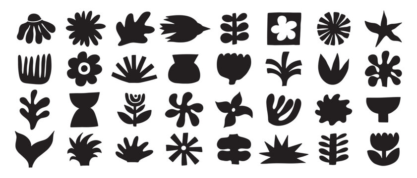 Naive organic shapes hand drawn collection. Funny basic doodle elements.Trendy shape silhouette, minimalist abstract form, vector set.