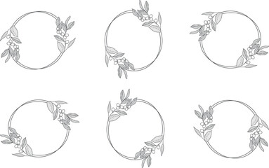 black laurels frames branches. Vintage laurel wreaths collection. Hand drawn vector laurel leaves decorative elements. 