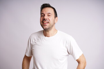 Male Model Showing Different Emotions on White Studio Background