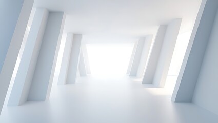 Abstract White Corridor Minimalist Architecture and Interior Design
