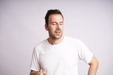 Male Model Showing Different Emotions on White Studio Background