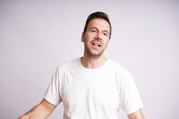Male Model Showing Different Emotions on White Studio Background