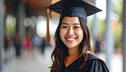 Happy graduate in cap and gown