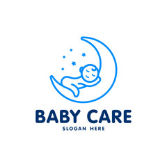 Obraz premium sleeping baby on the moon logo abstract