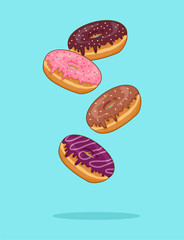 falling donuts colorful illustration design cartoon
