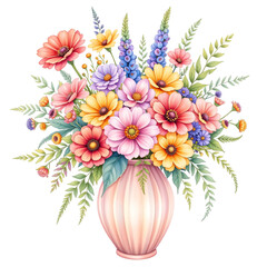 Vibrant floral bouquet arrangement home decor illustration artistic style close-up view nature's beauty