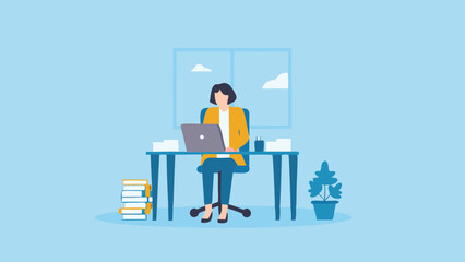 Focused Professional Work from Home Laptop Desk Window View Business Outfit Remote Work Setup Productivity