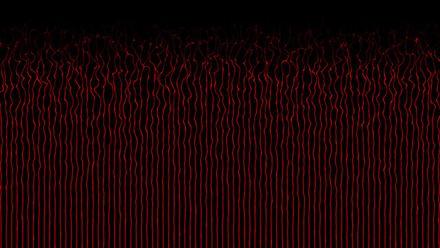 shiny parallel lines or stripes moving wavy pattern on Red background , moving shiny lines dark background