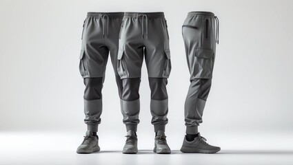 Blank black and white sport pants mock up, front view