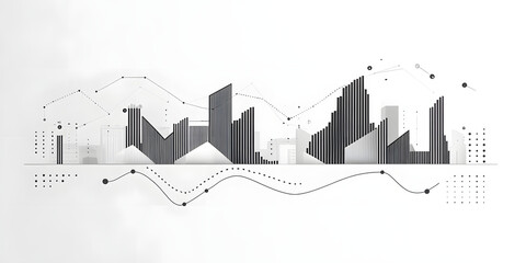 Obraz premium a minimalist infographic of economic contraction with clean lines and monochrome tones