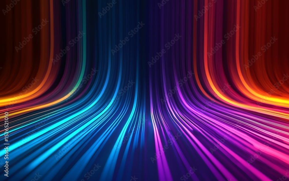 Poster a vibrant abstract image featuring flowing lines of color, transitioning smoothly from warm to cool 