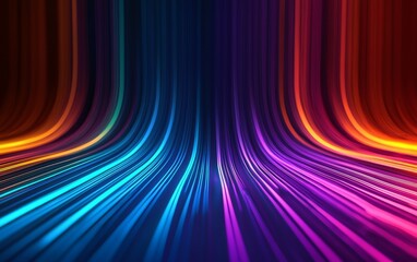 A vibrant abstract image featuring flowing lines of color, transitioning smoothly from warm to cool tones against a dark background.