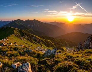 Mountain vista at sunset