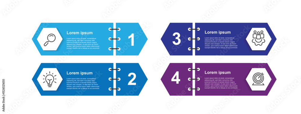 Poster business template presentation. management planning concept. 4 step process infographic vector eleme