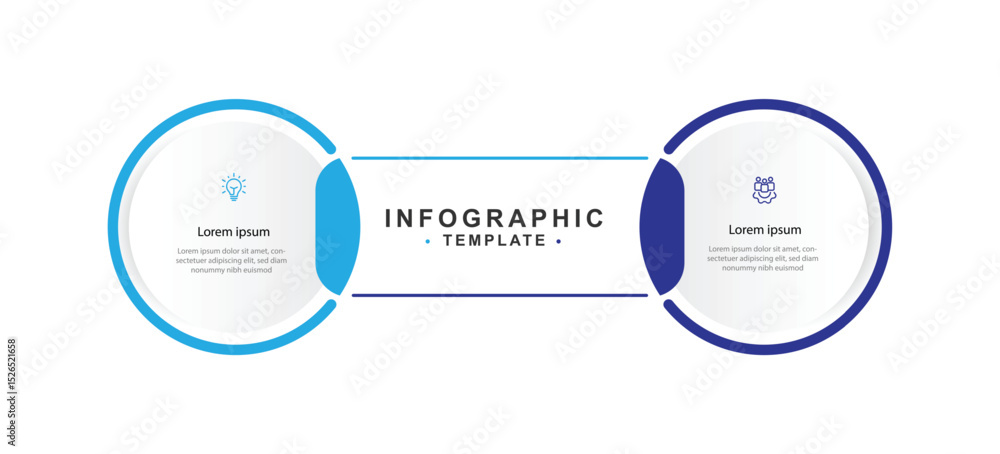 Leinwandbilder design template infographic 2 step process. timeline infographic with 2 step circle connected. busin
