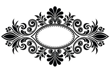 Elegant Ornate Frame Design Black and White Floral Swirl Border