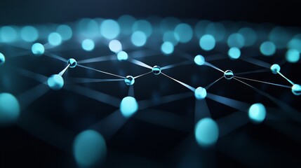A digital representation of interconnected nodes creating a network, illuminated in shades of blue, symbolizing technology and data flow.