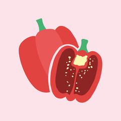 Cute paprika hand drawing illustration. flat design style. colorful and editable vector