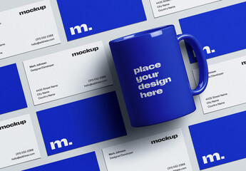 Professional Stationery Business Cards And Mug Mockup