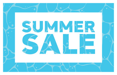 Bright and eye-catching summer sale banner with a vivid blue water background. Ideal for promoting discounts, seasonal offers, and summer-themed marketing campaigns.