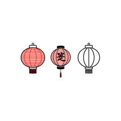A set of 2-3 simplified Chinese lantern icons in lantern art style. 