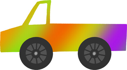 Cute Gradation Truck Illustration PNG