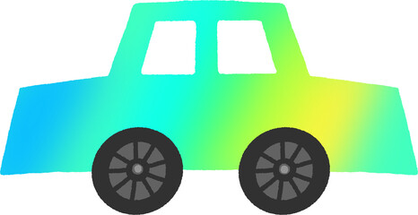 Green Gradation Car Illustration PNG