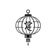 Line drawing of a Chinese lantern in the form of a frame. 