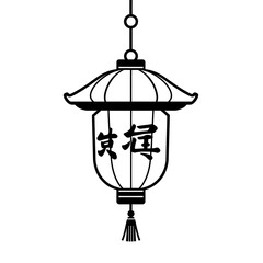 Line drawing of a Chinese lantern in the form of a frame. 