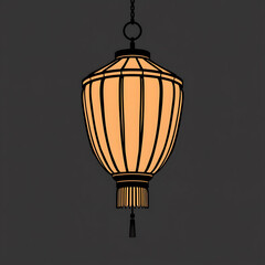 Bold, slightly jagged lines of a Chinese lantern with a brutalist aesthetic.