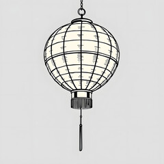 Bold, slightly jagged lines of a Chinese lantern with a brutalist aesthetic.