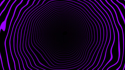 Purple color circular rings hi-tech tunnel futuristic pattern on black background