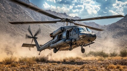  Military Helicopter Flying Over