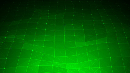 Green color hi-tech dots and lines plexus futuristic technology background, abstract technology...