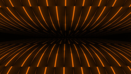 Hi-tech Orange color glowing neon futuristic technology lines on black background