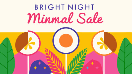 Bright Night Minimal Sale inviting seasonal savings and festive shopping with colorful geometric
