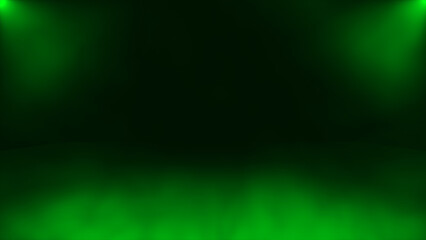 Gray smoke in slow motion, Green optical light rays with smoke dark background 