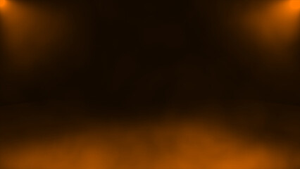 Gray smoke in slow motion, Orange optical light rays with smoke dark background 