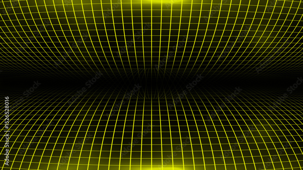Poster hi-tech yellow square pattern futuristic technology grid on black background