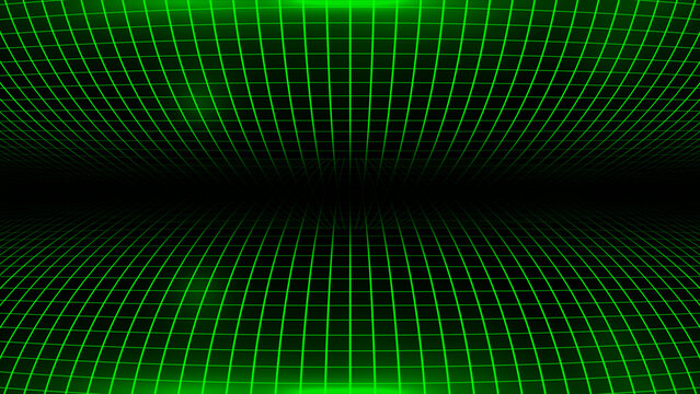 Hi-tech Green square pattern futuristic technology grid on black background
