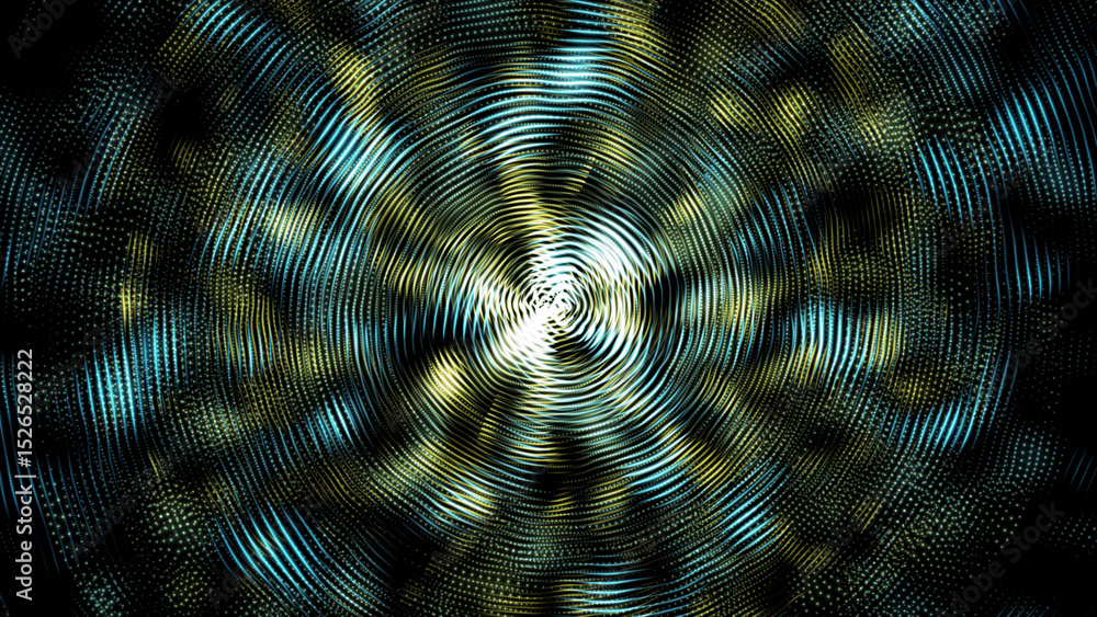 Poster hi-tech colorful futuristic technology dots with wavy pattern on black background