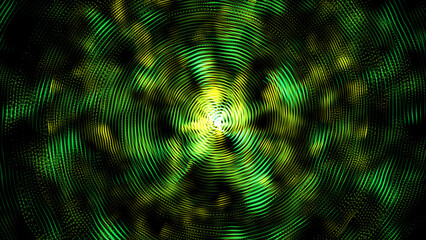 Hi-tech colorful futuristic technology dots with wavy pattern on black background