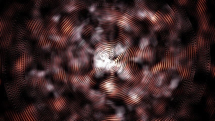 Hi-tech colorful futuristic technology dots with wavy pattern on black background