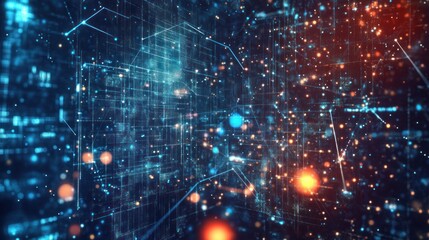 Obraz premium Complex network of interconnected data points.