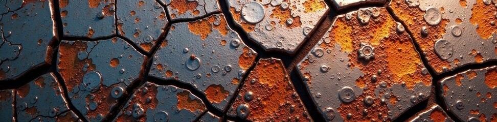 Oxidized metallic surface, cracked stone, raw texture, cracked, stone