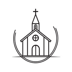 Vector illustration of a church icon with a simple and clear design, ideal for use in app interfaces, maps, presentations, religious materials, and Christian-themed graphic projects