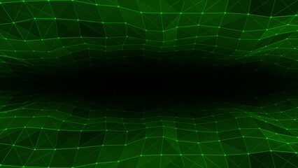 Abstract hi-tech lines and dots slowly moving futuristic plexus pattern on black background